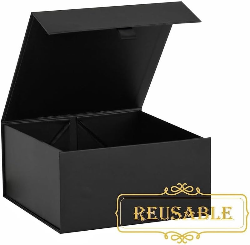 PLINJOY 5 Pcs Black Gift Box 8x8x4 Inches Small Gift Boxes for Presents with Magnetic Closure Lid Luxury Collapsible Gift Box Bridesmaid, Wedding, Birthday Boxs for Gift Packaging - Image 2